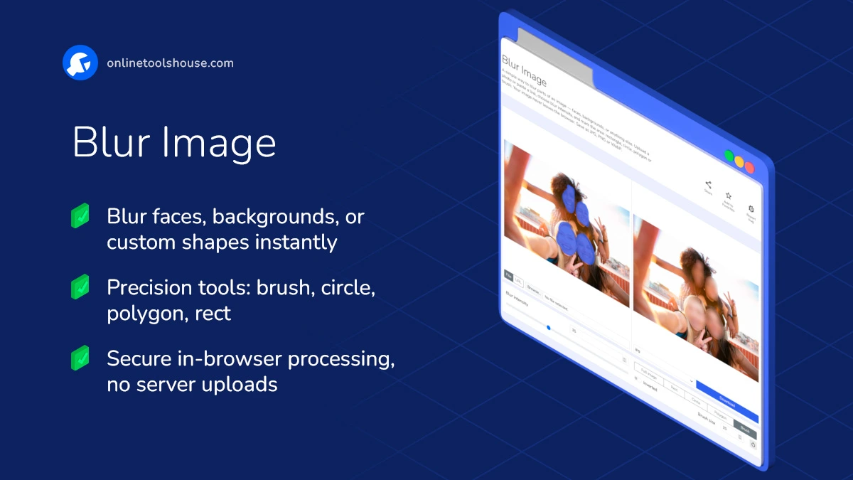 Professional online tool to blur parts of an image or background