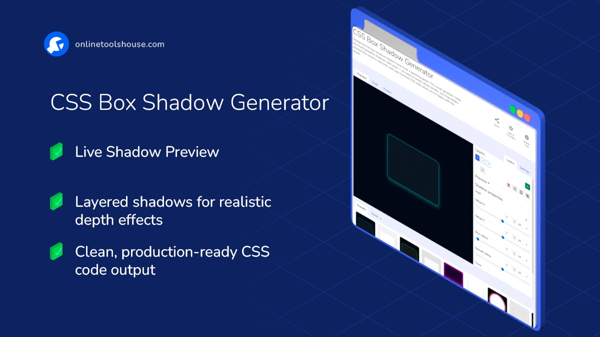 CSS Box Shadow Generator with layered shadow controls
