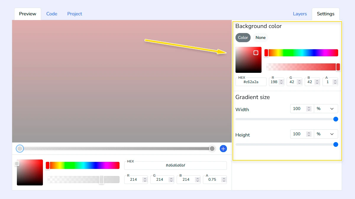 Setting background color and block size for preview