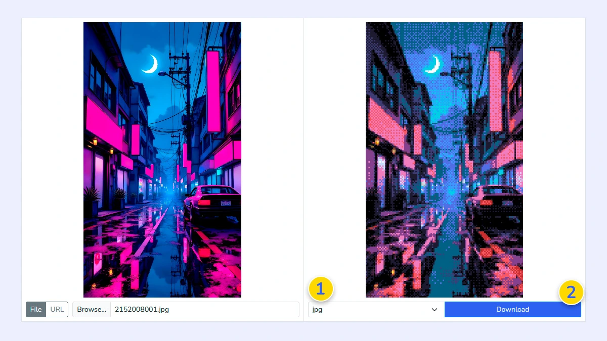 Saving the final pixel art file to the device