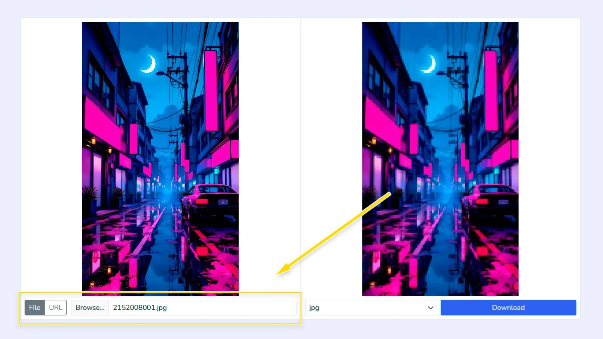 Uploading a photo to the pixel art converter