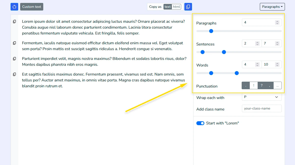 Setting up sentence and word limits
