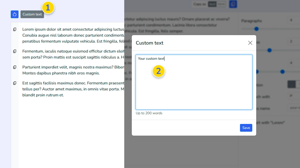 Adding custom text for dummy generation
