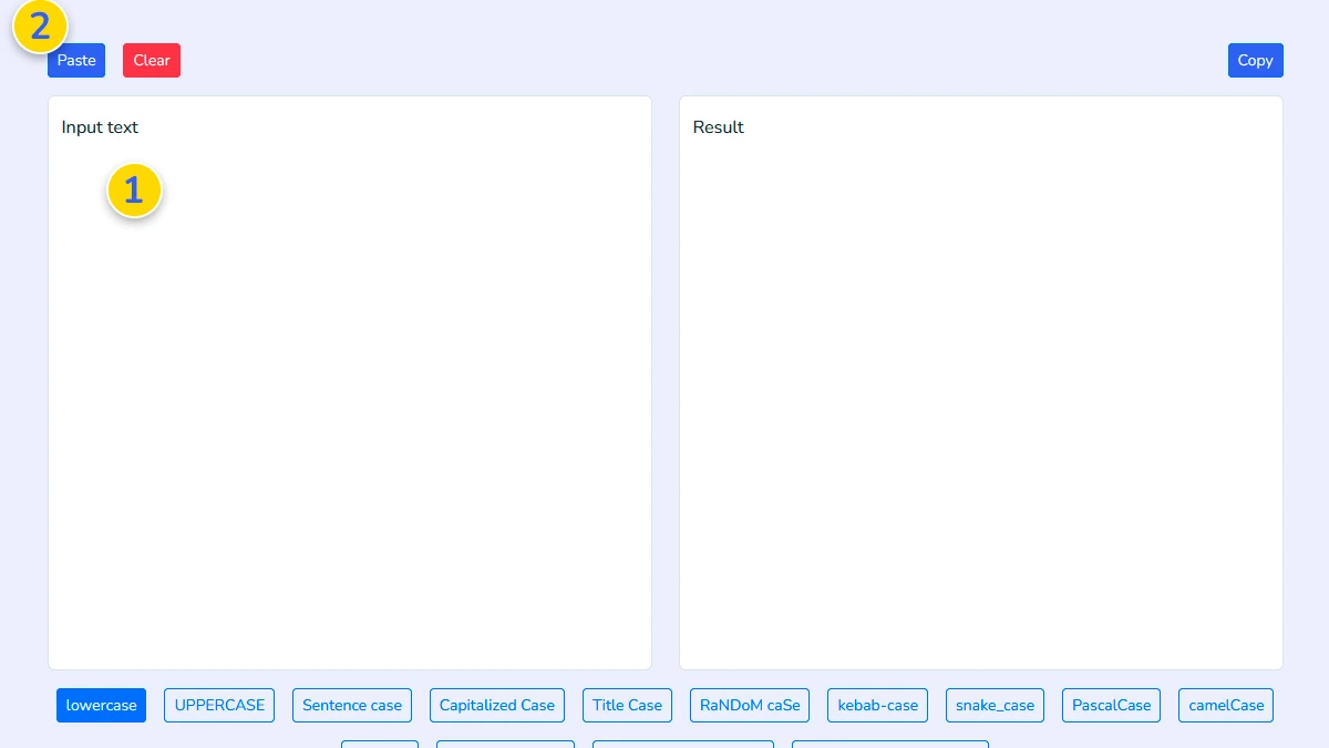 Paste or type text into the online case converter input box