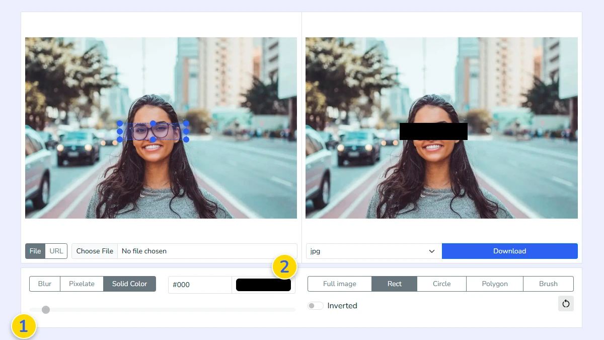 Adjusting blur or pixelation intensity slider