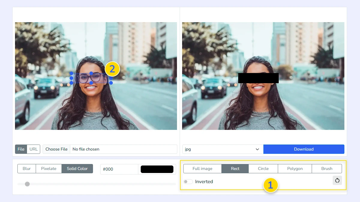 Area selection for censoring
