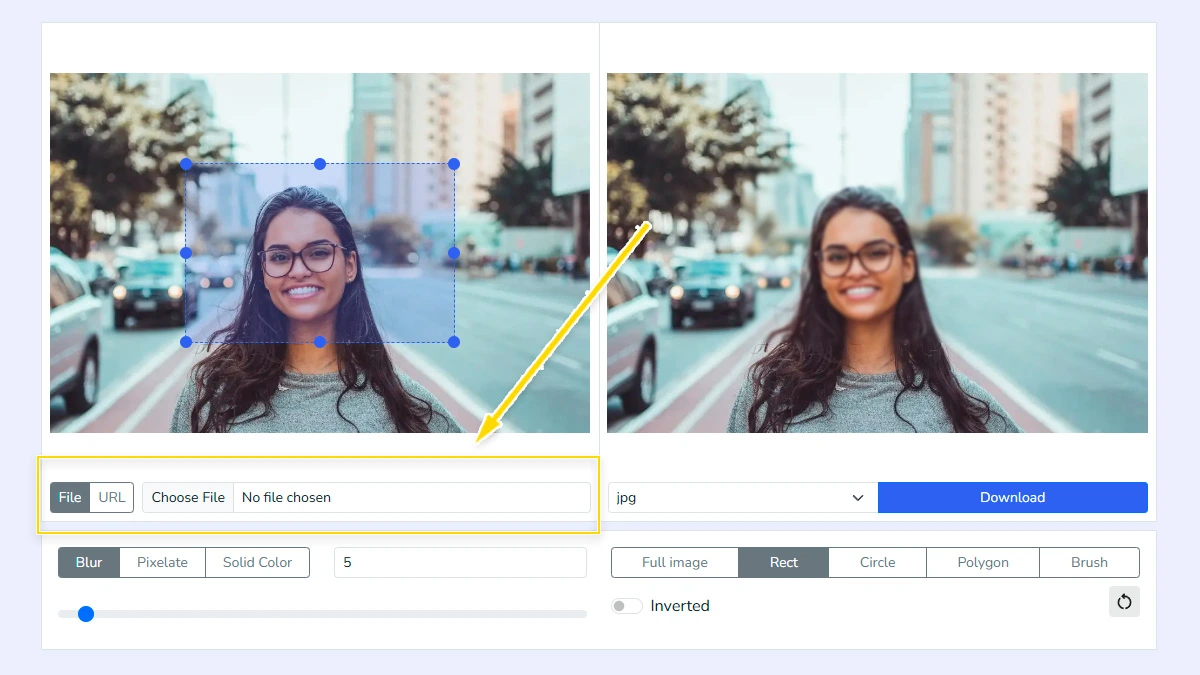 Uploading an image to the censor tool