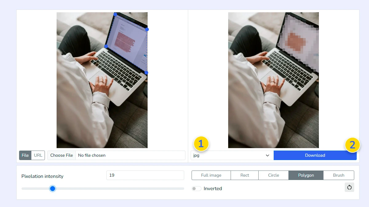 Saving the final pixelated image to PC