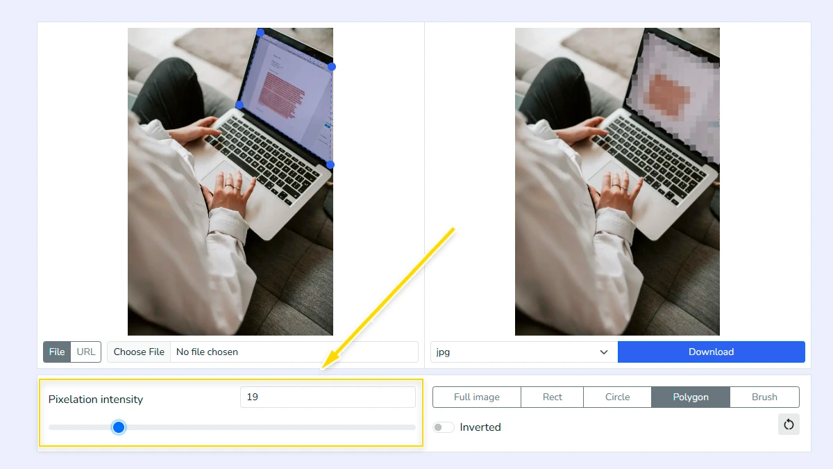 Adjusting pixelation level with a slider